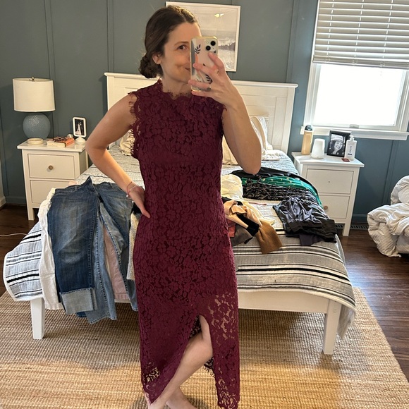 Vici Burgundy Lace Midi Dress - Picture 5 of 5